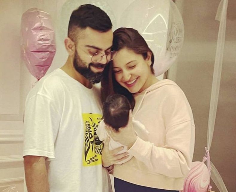 Bollwood actress Anushka Sharma along with her husband and Indian cricket team captain Virat Kohli and their new-born baby girl Vamika, in Mumbai. (PTI Photo